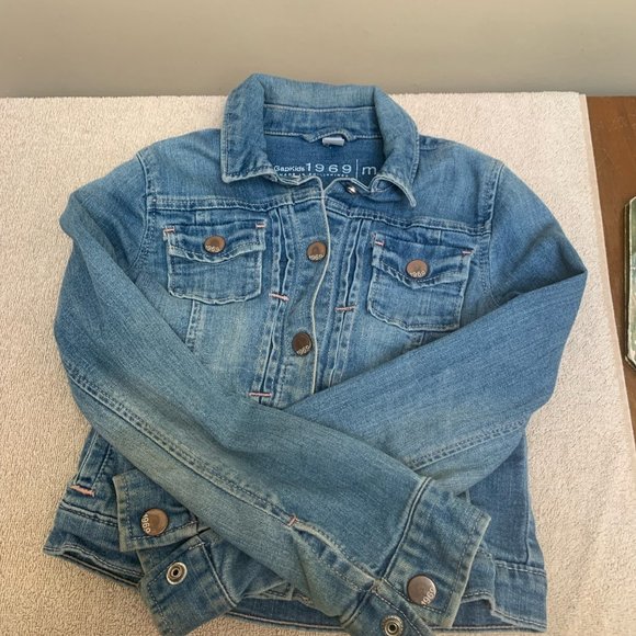 🇨🇦🍁💥HPx@2💥 Gap 1969 Distressed Cropped Girls Jean Jacket Sz M🇨🇦🍁 - Picture 4 of 5